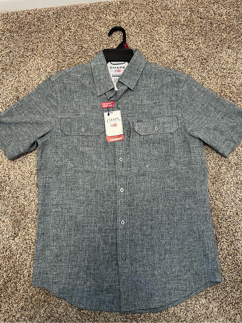 Chaps Men’s Short-Sleeve Button-Down Shirt in Slate Gray